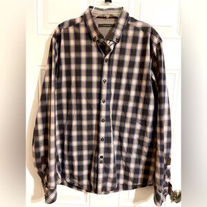 7 Diamonds Shirt Mens Large Button Down Black Gray‎ Plaid Classic Western Cowboy